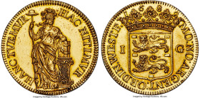 West Friesland. Provincial gold Gulden 1682 MS61 NGC, KM-Pn9, Fr-Unl., Delm-852 (R2), PW-Wf44.3. 32mm. 10.45gm. A tremendous representative of a usual...