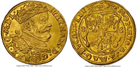 Lithuania. Stephan Bathory gold Ducat 1586/5 MS61 NGC, Vilniaus mint, Fr-3, Gum-771, Ivanauskas-8SB1-1 (RRRR), S&K-1236 (R8). Gold issues of Stephan B...