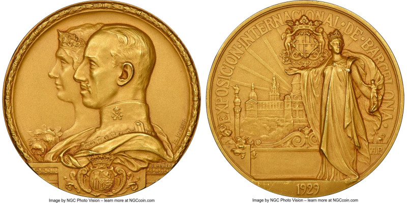 Alfonso XIII gold "Barcelona International Exhibition" Medal 1929 MS66 NGC, 113....