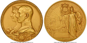 Alfonso XIII gold "Barcelona International Exhibition" Medal 1929 MS66 NGC, 113.60gm. 50mm. By A. Parera. A breathtaking exhibition Medal consistent i...