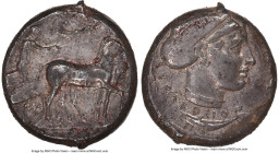 SICILY. Syracuse. Second Democracy (ca. 466-405 BC). AR tetradrachm (23mm, 17.35 gm, 12h). NGC Choice AU 4/5 - 4/5, Fine Style. Ca. 430-420 BC. Male c...