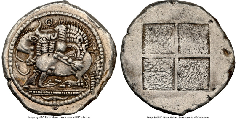 MACEDON. Acanthus. Ca. 525-470 BC. AR tetradrachm (28mm, 17.15 gm). NGC Choice X...