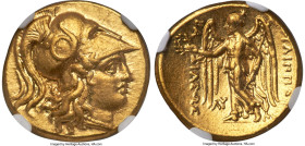 MACEDONIAN KINGDOM. Philip III Arrhidaeus (323-317 BC). AV stater (18mm, 8.57 gm, 7h). NGC Choice AU 5/5 - 4/5. Lifetime issue of Babylon, ca. 323-317...