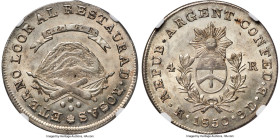 La Rioja. Republic 4 Reales 1850-RB MS65 NGC, La Rioja mint, KM20. A delightful representative and conditionally very scarce, currently unchallenged a...