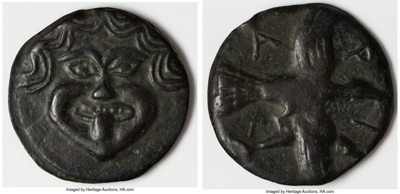 SCYTHIA. Olbia. Ca. 437-410 BC. Cast aes leve (70mm, 114.76 gm, 12h). VF. Facing...