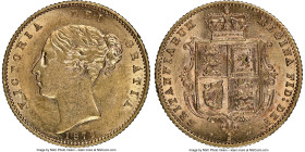 Victoria gold 1/2 Sovereign 1872-S AU58 NGC, Sydney mint, KM5, S-3862A, Marsh-461 (S). Victoria's nose points to 'T' in legend. Delightfully fresh and...