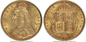 Victoria gold 1/2 Sovereign 1887-M MS62 NGC, Melbourne mint, KM9, S-3870A, Marsh-483E (R4). From an original mintage of 54,858 pieces across all the J...