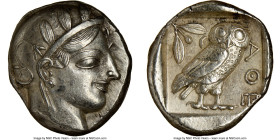 ATTICA. Athens. Ca. 455-440 BC. AR tetradrachm (24mm, 17.14 gm, 11h). NGC Choice AU S 5/5 - 4/5. Early transitional issue. Head of Athena right, weari...