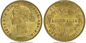 Victoria gold Sovereign 1860-SYDNEY UNC Details (Obverse Rim Filed) NGC, Sydney mint, KM4, Fr-10, Marsh-365. Arguably the rarest of the second type bu...