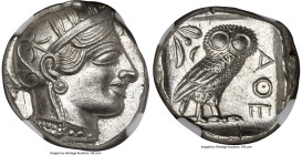 ATTICA. Athens. Ca. 440-404 BC. AR tetradrachm (23mm, 17.14 gm, 9h). NGC Choice MS 5/5 - 5/5. Mid-mass coinage issue. Head of Athena right, wearing ea...