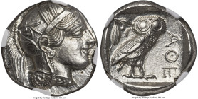 ATTICA. Athens. Ca. 440-404 BC. AR tetradrachm (24mm, 17.21 gm, 5h). NGC Choice MS 4/5 - 5/5. Mid-mass coinage issue. Head of Athena right, wearing ea...