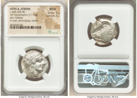 ATTICA. Athens. Ca. 440-404 BC. AR tetradrachm (24mm, 17.19 gm, 6h). NGC MS S 5/5 - 5/5. Mid-mass coinage issue. Head of Athena right, wearing earring...