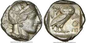 ATTICA. Athens. Ca. 440-404 BC. AR tetradrachm (24mm, 17.21 gm, 10h). NGC MS 5/5 - 5/5. Mid-mass coinage issue. Head of Athena right, wearing earring,...