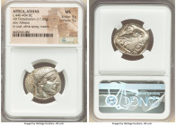 ATTICA. Athens. Ca. 440-404 BC. AR tetradrachm (25mm, 17.23 gm, 7h). NGC MS 5/5 - 5/5. Mid-mass coinage issue. Head of Athena right, wearing earring, ...