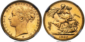 Victoria gold "St. George" Sovereign 1886-M MS64 NGC, Melbourne mint, KM7. Tied between both PCGS and NGC for second finest, this graceful offering is...