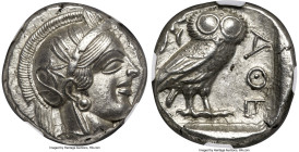 ATTICA. Athens. Ca. 440-404 BC. AR tetradrachm (23mm, 17.15 gm, 7h). NGC AU 5/5 - 4/5, Full Crest. Mid-mass coinage issue. Head of Athena right, weari...