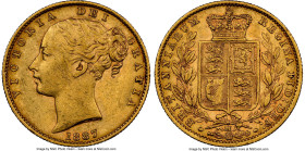 Victoria gold "Shield" Sovereign 1887-M AU55 NGC, Melbourne mint, KM6, S-3854A, Marsh-68 (R3). A key date and an absolute must-have for the devoted Me...