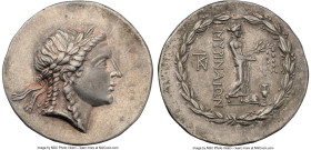AEOLIS. Myrina. Ca. mid-2nd century BC. AR tetradrachm (34mm, 16.84 gm, 12h). NGC Choice XF 5/5 - 4/5. Laureate head of Apollo right / MYPINAIΩN, Apol...