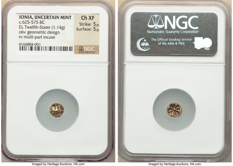 IONIA. Uncertain mint. Ca. 625-575 BC. EL 1/12 stater or hemihecte (7mm, 1.14 gm...
