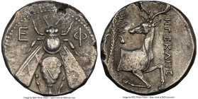 IONIA. Ephesus. Ca. 4th century BC. AR tetradrachm (23mm, 15.11 gm, 12h). NGC Choice VF 4/5 - 4/5. Ca. 350-340 BC. Egecles, magistrate. E-Φ, bee with ...