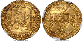 Brabant. Philippe le Bon (1433-1467) gold Lion d'Or ND (1454-1456) AU 50 NGC, Mechelen mint, Fr-29, Delm-65. A fine rendition of this rarely-seen type...