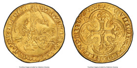 Flanders. Louis II de Mâle gold Franc à cheval (Gouden Rijder) ND (1346-1384) MS63 PCGS, Ghent mint, 3.81gm, Fr-156, Delm-458, DeMay-193. LVDOVIC´ o D...
