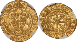 Edward III (1327-1377) gold 1/4 Noble ND (1356-1361) MS65 NGC, Tower mint, Cross mm, Fourth Coinage, Pre-Treaty Period, S-1498, N-1191. 1.99gm. +ЄDWΛR...