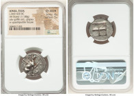 IONIA. Teos. Ca. 460-420 BC. AR stater (23mm, 11.88 gm). NGC Choice AU S 4/5 - 5/5. T-H-I-O-N, griffin seated right on ground line, left foreleg raise...
