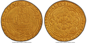 Edward III (1327-1377) gold Noble ND (1361-1369) UNC Details (Saltwater Damage) PCGS, London mint, Fr-95, S-1503. 7.65gm. (annulet) ЄD | WΛRD: DЄI: GR...