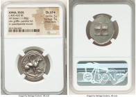 IONIA. Teos. Ca. 460-420 BC. AR stater (26mm, 11.88 gm). NGC Choice XF S 5/5 - 5/5, Fine Style. T-HI-O-N (N retrograde), griffin seated right on groun...