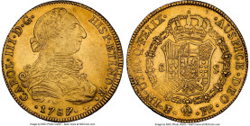 Charles III gold 8 Escudos 1787/6 PTS-PR AU58+ NGC, Potosi mint, KM59, Cal-2073. Scarce in any condition and assigned a coveted "Plus" designation, th...