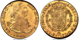 Charles IV gold 8 Escudos 1808 PTS-PJ AU55 NGC, Potosi mint, KM81, Cal-1714. The final year of this long series under Charles IV represented here by a...