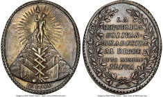 Republic silver "Battle of Ayacucho" Medal ND (c. 1825) AU55 NGC, Potosi mint, Barac-3, Fonrobert-9449, 42x35mm. Instituted 11 August 1825. Obverse: B...