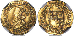 Charles I gold Crown ND (1629-1630) AU53 NGC, Tower mint (under Charles I), Heart mintmark, KM136, S-2712. 2.26gm. CAROLVS [MA BR] | FR' • ET HI' • RE...