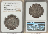 George I 1/2 Crown 1720/17 MS61 NGC, KM540.1, S-3642. Evenly toned and original, the overdate on the reverse is clearly legible. A scarce type, a mere...