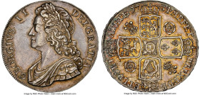 George II Crown 1734 AU58 NGC, KM575.1, S-3686, ESC-1663. Roses & Plumes reverse. A wholly respectable example with remarkably well preserved raised f...