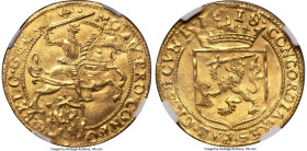 Gelderland. Provincial gold Cavalier d'Or 1618 MS62 NGC, KM18, Delm-649 (R2). 9.88gm. A splendid example of a type we haven't seen since 2014, with th...