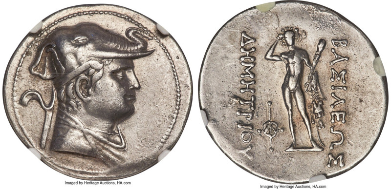 BACTRIAN KINGDOM. Demetrius I (ca. 200-185 BC). AR tetradrachm (35mm, 16.85 gm, ...