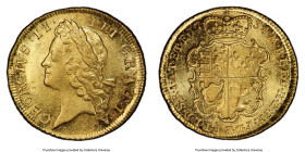 George II gold Guinea 1734 MS62 PCGS, KM573.3, S-3674. A scarce type, with just 15 pieces graded between NGC and PCGS, with this being the sole second...