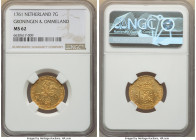 Groningen & Ommeland. Provincial gold 7 Gulden 1761 MS62 NGC, KM60, Fr-245, Delm-1162. Butter gold with touches of sunset tone, the devices subtly out...