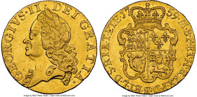George II gold Guinea 1759 AU50 NGC, KM588, S-3680. A pleasing, busy "Rose Guinea" with more luster than usual for the assigned grade. Admitting a scr...