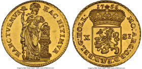 Holland. Provincial gold 10 Stuivers (1/2 Gulden) 1756 MS62 Prooflike NGC, KM95a, Delm- 810 (R1). 10.42gm. Struck to a 3 Ducat weight. An always covet...