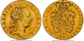 George III gold Guinea 1761 AU55 NGC, KM590, S-3725. One-year type and the first King George III Guinea engraved by Richard Yeo of the Royal Mint. Cop...