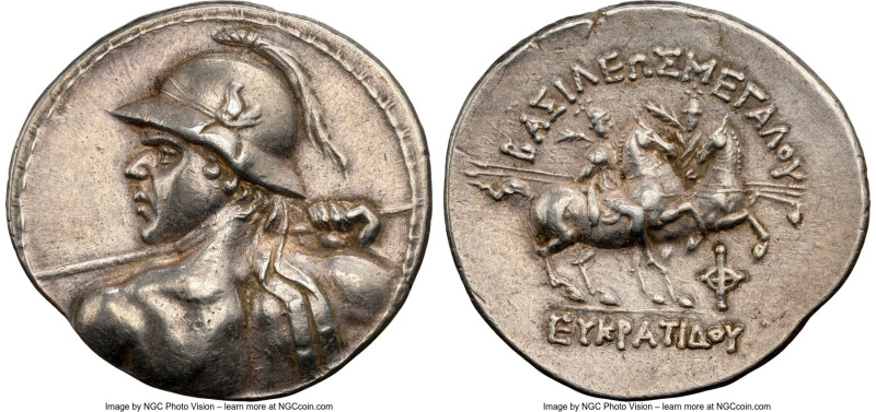 BACTRIAN KINGDOM. Eucratides I the Great (ca. 170-145 BC). AR tetradrachm (32mm,...