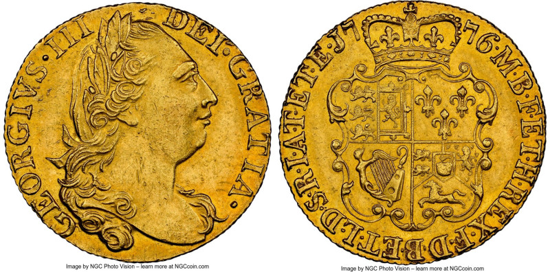 George III gold Guinea 1776 MS61 NGC, KM604, Fr-355, S-3728. Fourth issue. Hints...