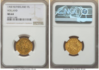 Holland. Provincial gold 7 Gulden 1760 MS64 NGC, Utrecht mint, KM103, Fr-289, Delm-971. Also known as a 1/2 Golden Rider. A lovely selection benefitti...