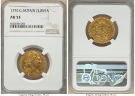 George III gold Guinea 1776 AU53 NGC, KM604, S-3728. A popular year for especially American collectors, this coin has light, even rub on the high poin...
