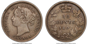 Victoria "Round Top 3" 10 Cents 1893 XF40 PCGS, London mint, KM3. The far scarcer variety of this type with a round topped 3 in date. Moderately circu...