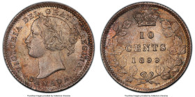 Victoria "Small 9s" 10 Cents 1899 MS66 PCGS, London mint, KM3. A coveted variety infrequently encountered in this premium grade. Showing marvelous sur...