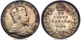 Edward VII 10 Cents 1904 MS65 PCGS, London mint, KM10. Conditionally scarce Edward VII with little evidence of handling. The shimmering argent luster ...